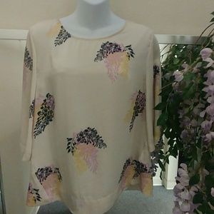 DKNYC Printed High Low Blouse